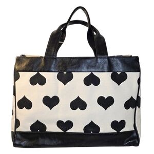 Twelve New York City Boxer Tote Bag Black Heart & Canvas Faux Leather Accents